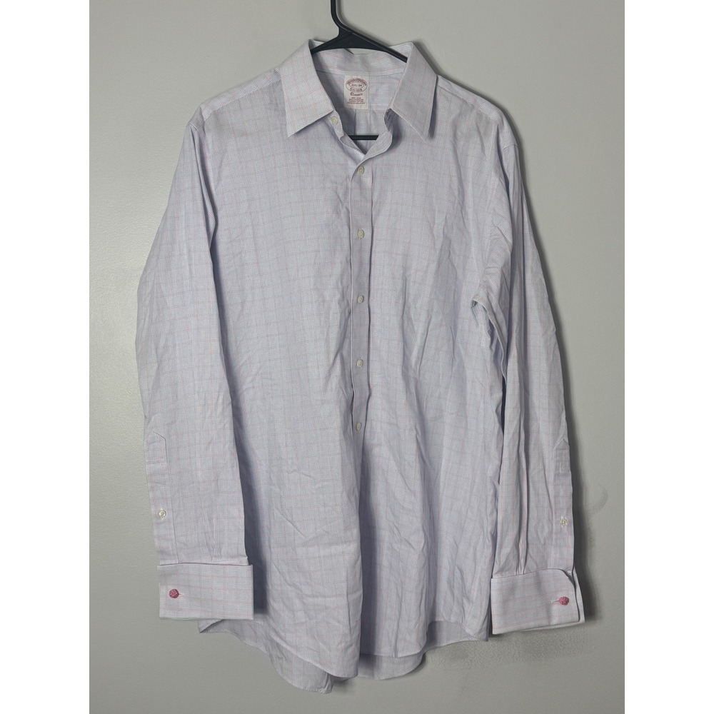 Brooks Brothers Classic Non-Iron Supima Cotton Dress Shirt 15.5 34 Tattersall‎
